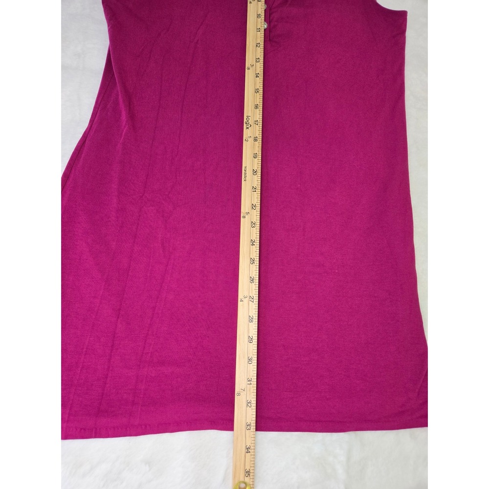 White House Black Market Magenta Pink Sleeveless Henley Tunic Dress Large - Picture 4 of 10